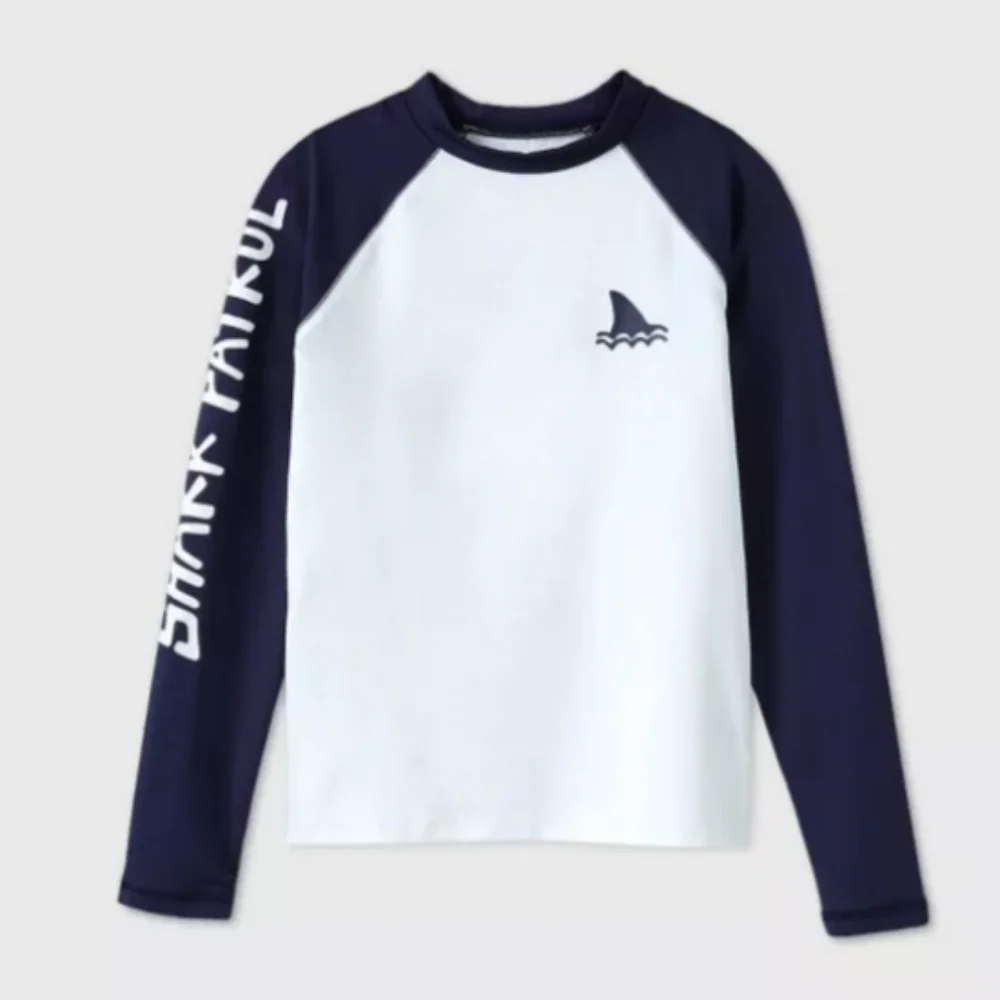 Boys Long Sleeve Shark Patrol Rash Guard Swim Shirt - Cat & Jack Size Large